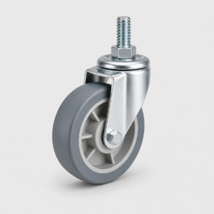 TPR caster wheel with threaded stem for carts and equipment