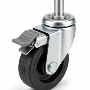Furniture 4 Inch 80kg Rubber Grip Ring Stem Swivel Caster with Brake for light equipment