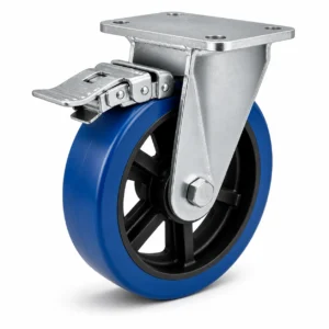 Heavy Duty 12 Inch 1200kg PU Top Plate Rigid Caster with Brake for warehousing