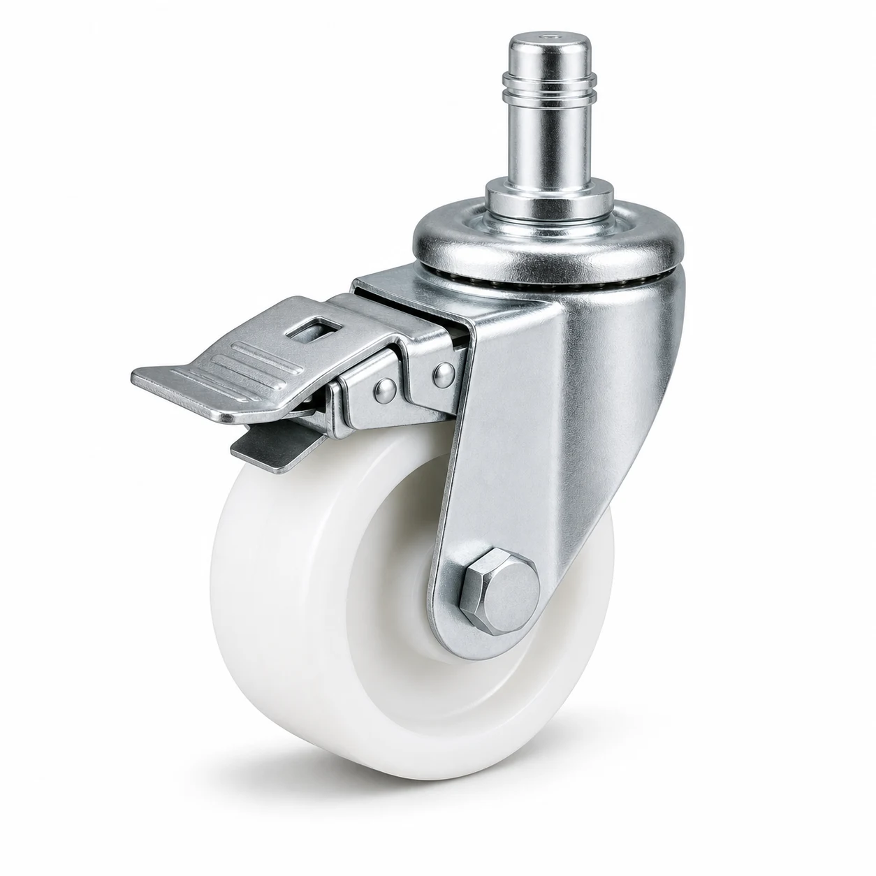 Heavy Duty 3 Inch 600kg Nylon Grip Ring Stem Swivel Caster with Brake for material handling