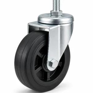 Heavy Duty 6 Inch 600kg Rubber Threaded Stem Rigid Caster for warehousing