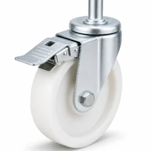 Heavy Duty 8 Inch 450kg Nylon Grip Ring Stem Rigid Caster with Brake for warehousing