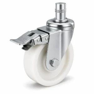 Heavy Duty 8 Inch 800kg Nylon Grip Ring Stem Swivel Caster with Brake for industrial equipment