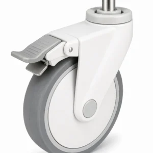 Medical 10 Inch 100kg TPR Grip Ring Stem Swivel Caster with Brake for hospital beds