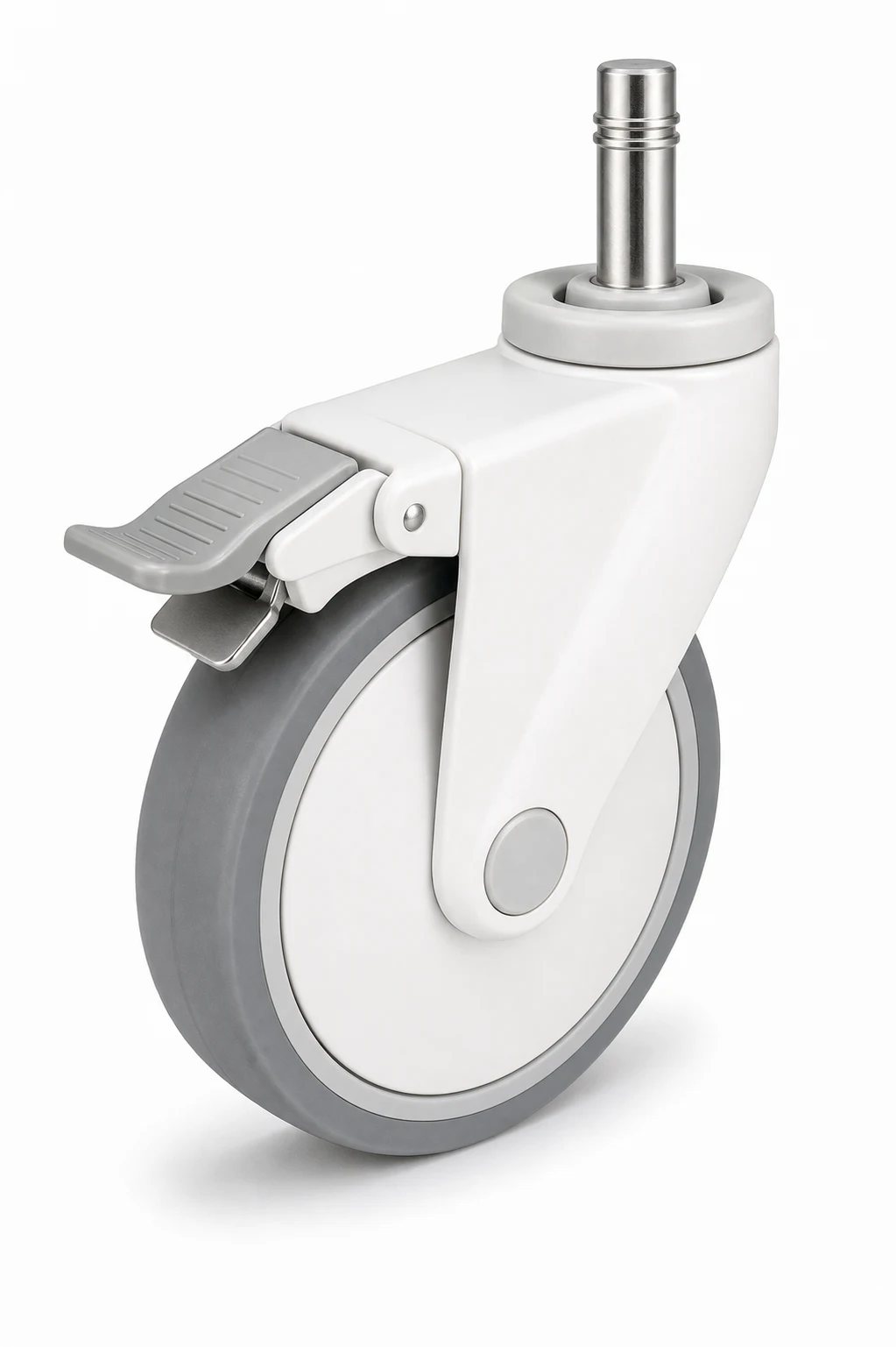 Medical 10 Inch 100kg TPR Grip Ring Stem Swivel Caster with Brake for hospital beds
