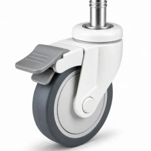 Medical 4 Inch 130kg Rubber Grip Ring Stem Swivel Caster with Brake for healthcare carts