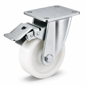Nylon 6 Inch 500kg Nylon Top Plate Rigid Caster with Brake for industrial carts