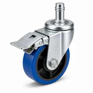 PU 4 Inch 250kg PU Grip Ring Stem Swivel Caster with Brake for factory trolleys