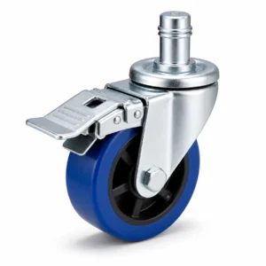PU 4 Inch 500kg PU Grip Ring Stem Rigid Caster with Brake for warehouse racks
