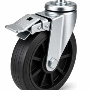 Rubber 10 Inch 130kg Rubber Grip Ring Stem Swivel Caster with Brake for workshop equipment