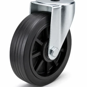 Rubber 12 Inch 200kg Rubber Bolt Hole Rigid Caster for material handling