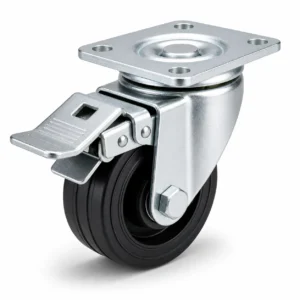 Rubber 2 Inch 300kg Rubber Top Plate Swivel Caster with Brake for general carts