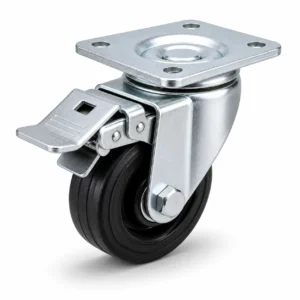 Rubber 2 Inch 90kg Rubber Top Plate Swivel Caster with Brake for workshop equipment