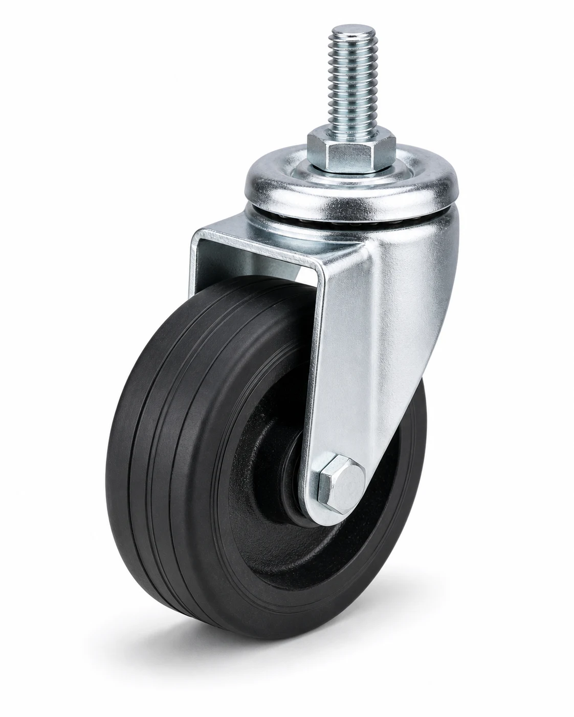 Rubber 3 Inch 450kg Rubber Threaded Stem Swivel Caster for workshop equipment