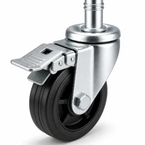 Rubber 4 Inch 200kg Rubber Grip Ring Stem Swivel Caster with Brake for general carts