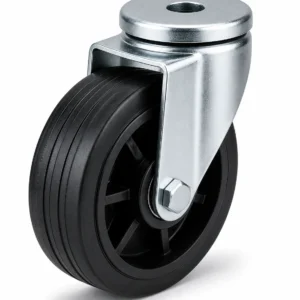 Rubber 5 Inch 300kg Rubber Bolt Hole Swivel Caster for workshop equipment