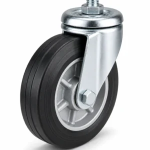 Rubber 8 Inch 90kg Rubber Threaded Stem Swivel Caster for general carts