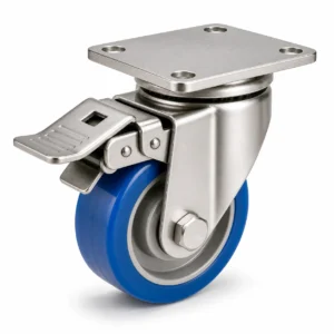 Stainless Steel 2 Inch 100kg Stainless Steel PU Top Plate Swivel Caster with Brake for food processing