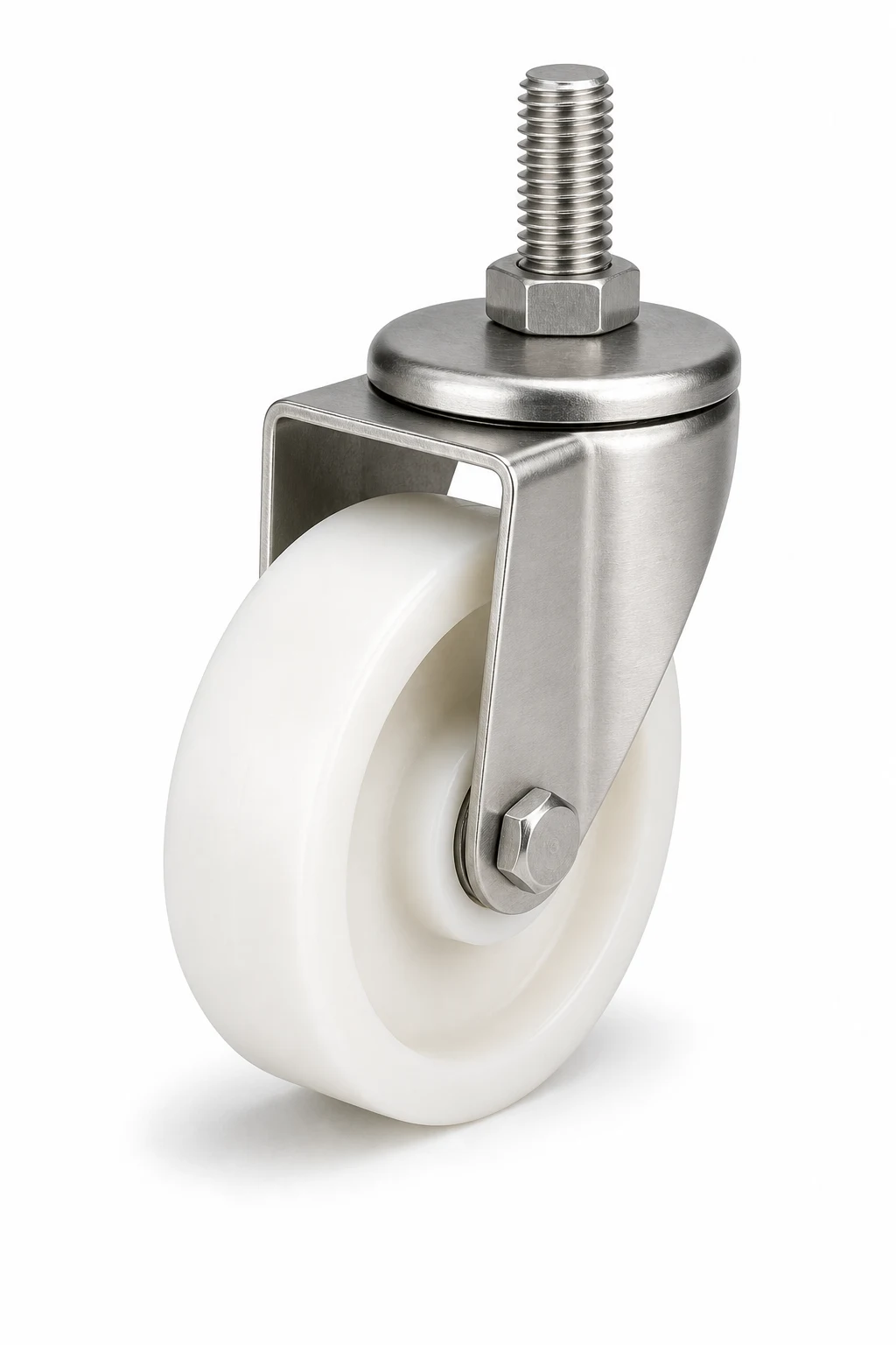 Stainless Steel 3 Inch 150kg Stainless Steel Nylon Threaded Stem Rigid Caster for washdown areas