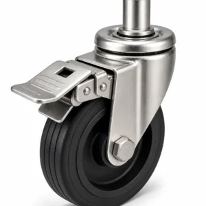 Stainless Steel 4 Inch 220kg Stainless Steel Rubber Grip Ring Stem Swivel Caster with Brake for medical equipment