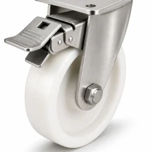 Stainless Steel 6 Inch 450kg Stainless Steel Nylon Top Plate Rigid Caster with Brake for washdown areas