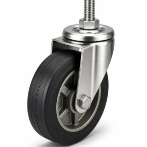 Stainless Steel 8 Inch 100kg Stainless Steel Rubber Threaded Stem Swivel Caster for medical equipment