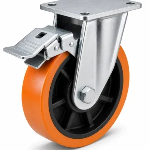 TPR 6 Inch 300kg TPR Top Plate Rigid Caster with Brake for light industrial